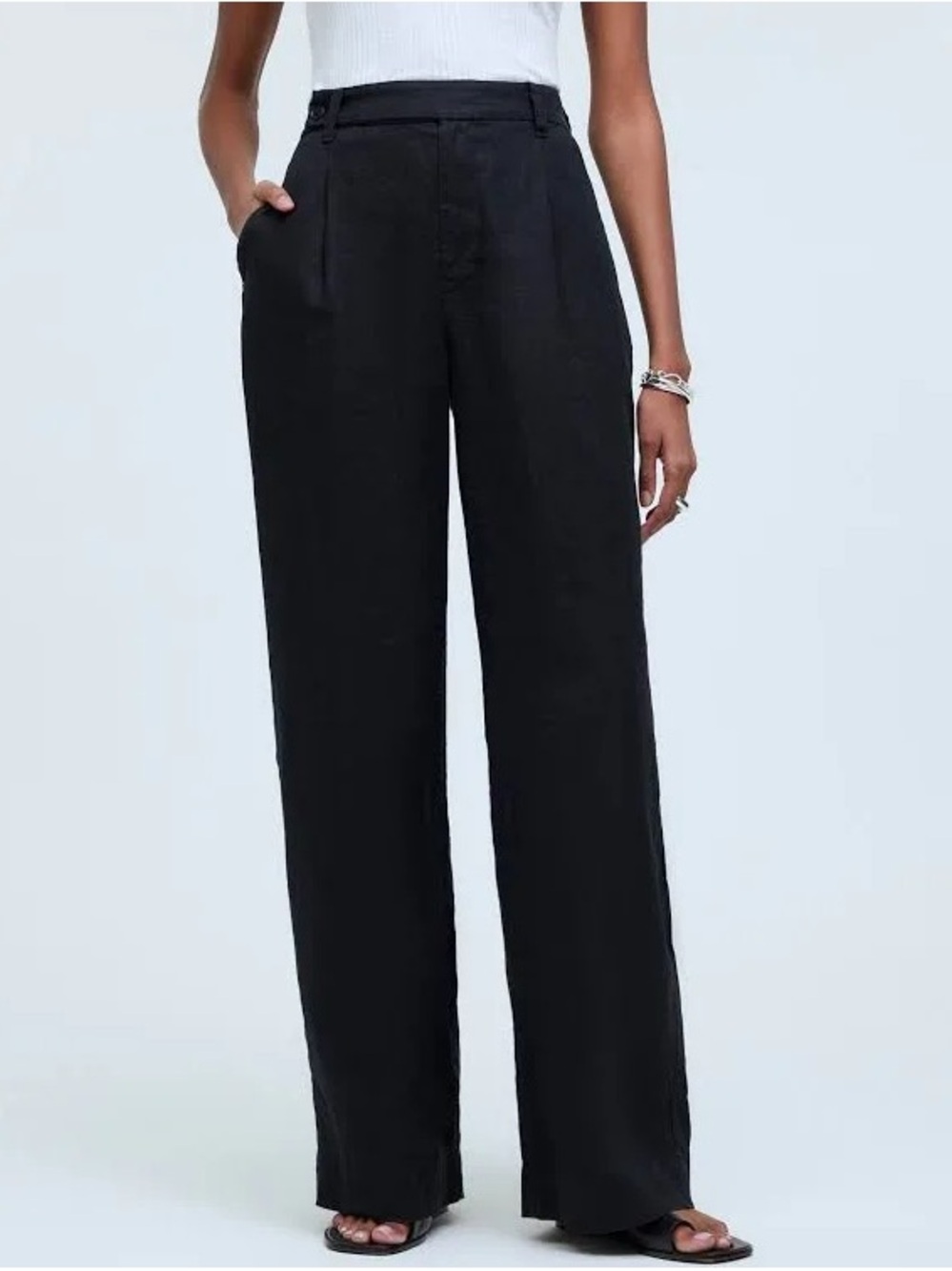 Madewell Black Wide-Leg High-Rise Trousers